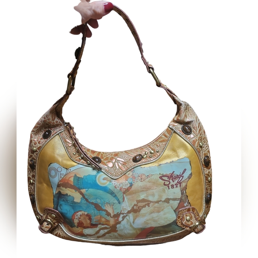 Sharif Hand Painted Vintage Bag Unique and Rare with Original Dust bag